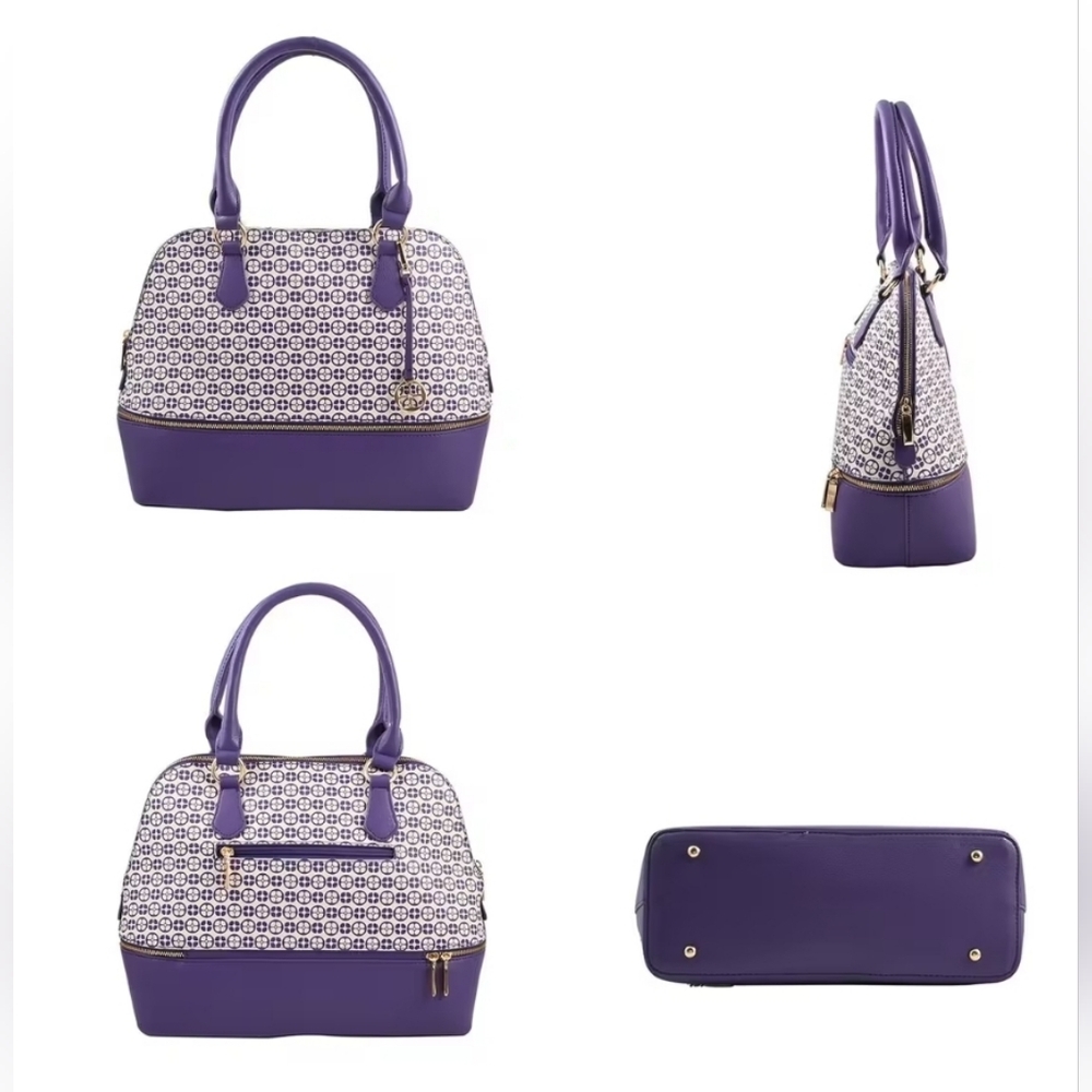 IMAN Purple and White Patterned Satchel💜💜 - Picture 4 of 7